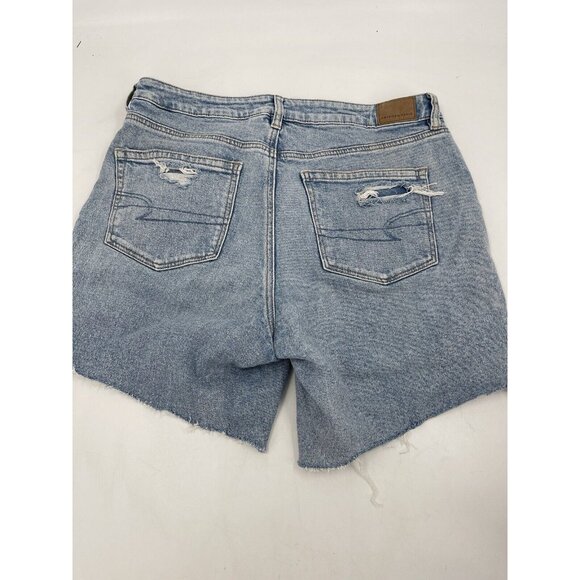 AE AMERICAN EAGLE MOM SHORT‎ STRIGID WOMENS JEAN SHORTS Size 12 Distressed - Picture 5 of 14